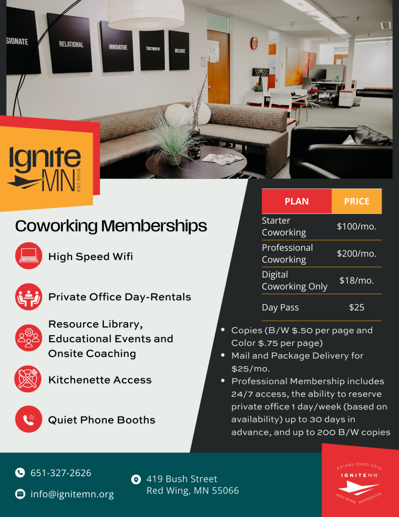 IgniteMN Coworking Rates 2025
